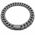 Dark Grey Iced‑Out Cuban Link Chain Necklace